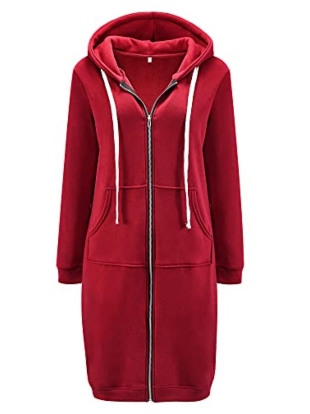 Women's Casual Zip Up Hoodie Long Tunic Sweatshirt Jacket Plus Size with Pockets